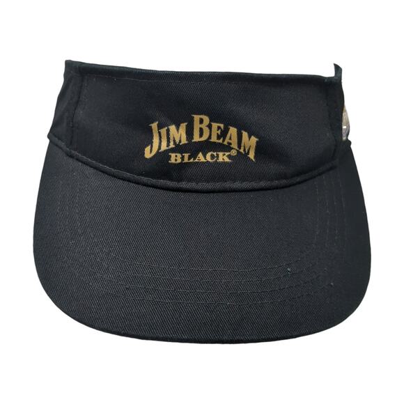Jim Beam Black Strapback Visor Hat Black One Size Adjustable Outdoor - Picture 1 of 10
